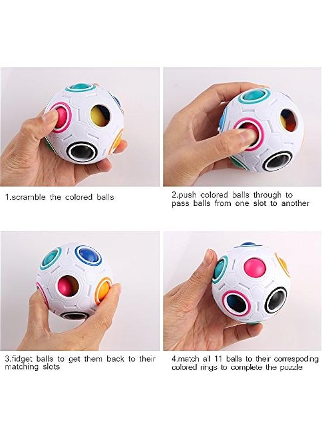 Coogam Rainbow Puzzle Ball with Pouch Color-Matching Puzzle Game Toy Stress Reliever Magic Ball Brain Teaser for Kids and Adults, Children, Boy, Girl Holiday - Image 3
